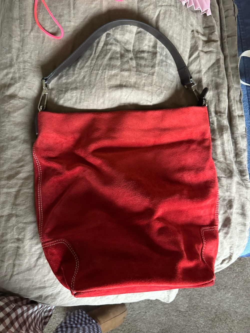 Vintage Red Old Navy Suede Shoulder Bag